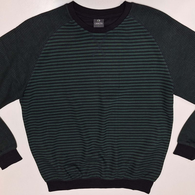 Bluza sweterek męski zielono czarny firma Obsess model 8362