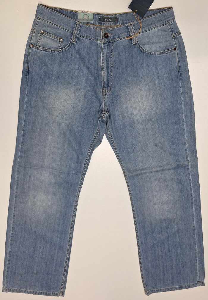 Jeansy męskie niebieskie proste szerokie nogawki firma XTRM Jeans model 0007 - obrazek 2