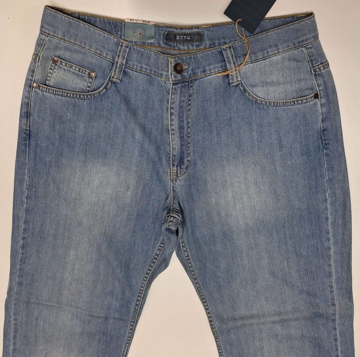 Jeansy męskie niebieskie proste szerokie nogawki firma XTRM Jeans model 0007 - obrazek 3