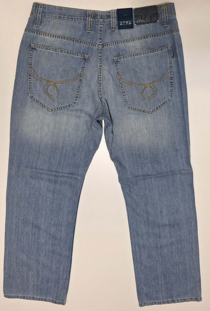 Jeansy męskie niebieskie proste szerokie nogawki firma XTRM Jeans model 0007