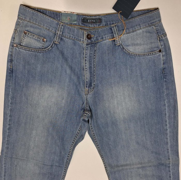 Jeansy męskie niebieskie proste szerokie nogawki firma XTRM Jeans model 0018 - obrazek 3
