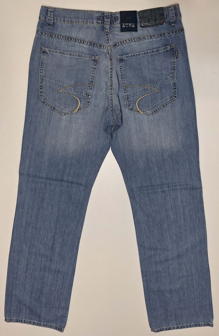 Jeansy męskie niebieskie proste szerokie nogawki firma XTRM Jeans model 0018