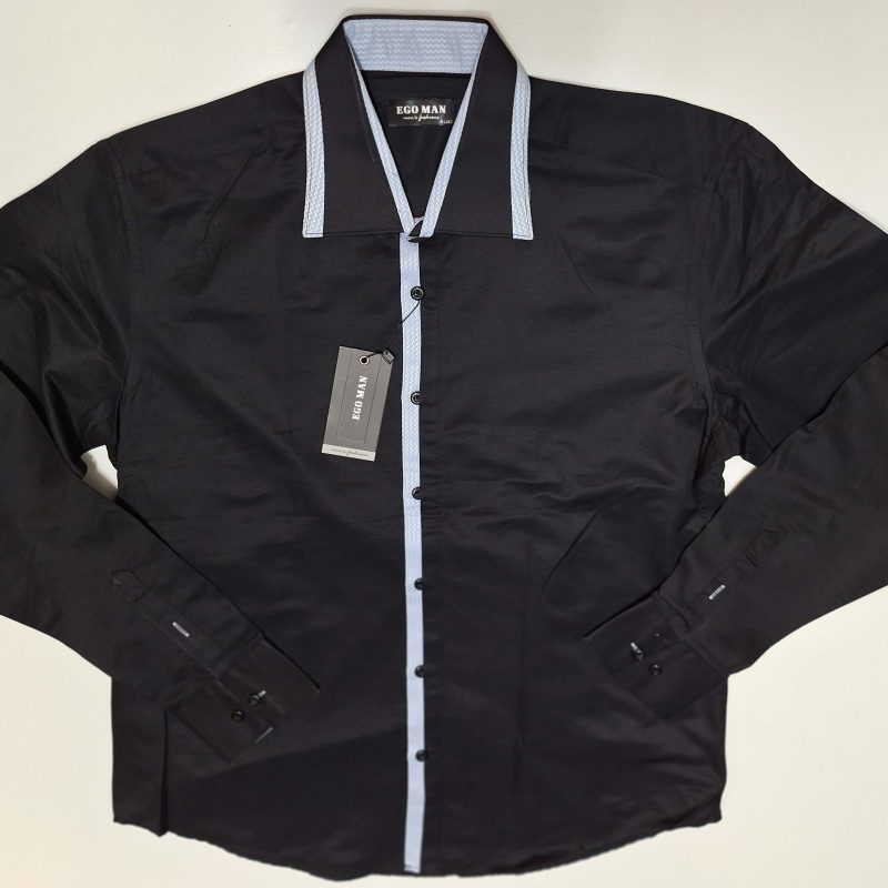 Koszula męska wizytowa firmy Ego Man czarno błękitna model DCNG26