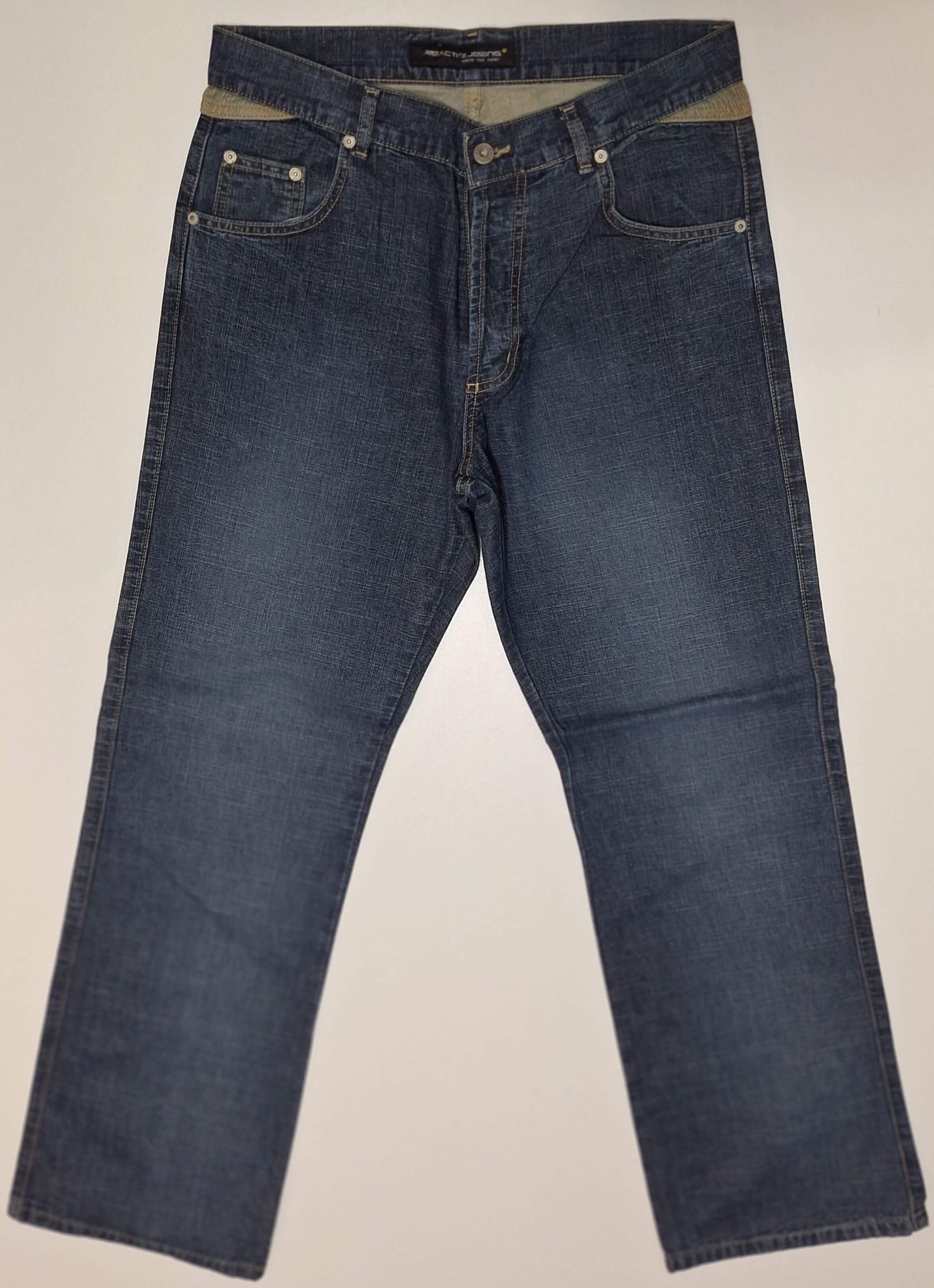 Jeansy męskie proste szerokie nogawki rozporek na guziki firma Reactive model 929