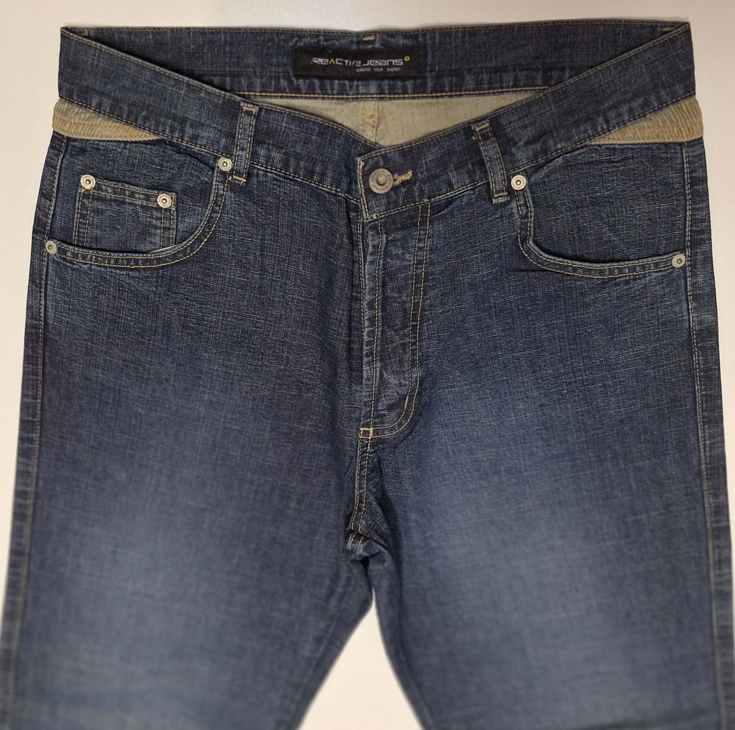 Jeansy męskie proste szerokie nogawki rozporek na guziki firma Reactive model 929 - obrazek 2