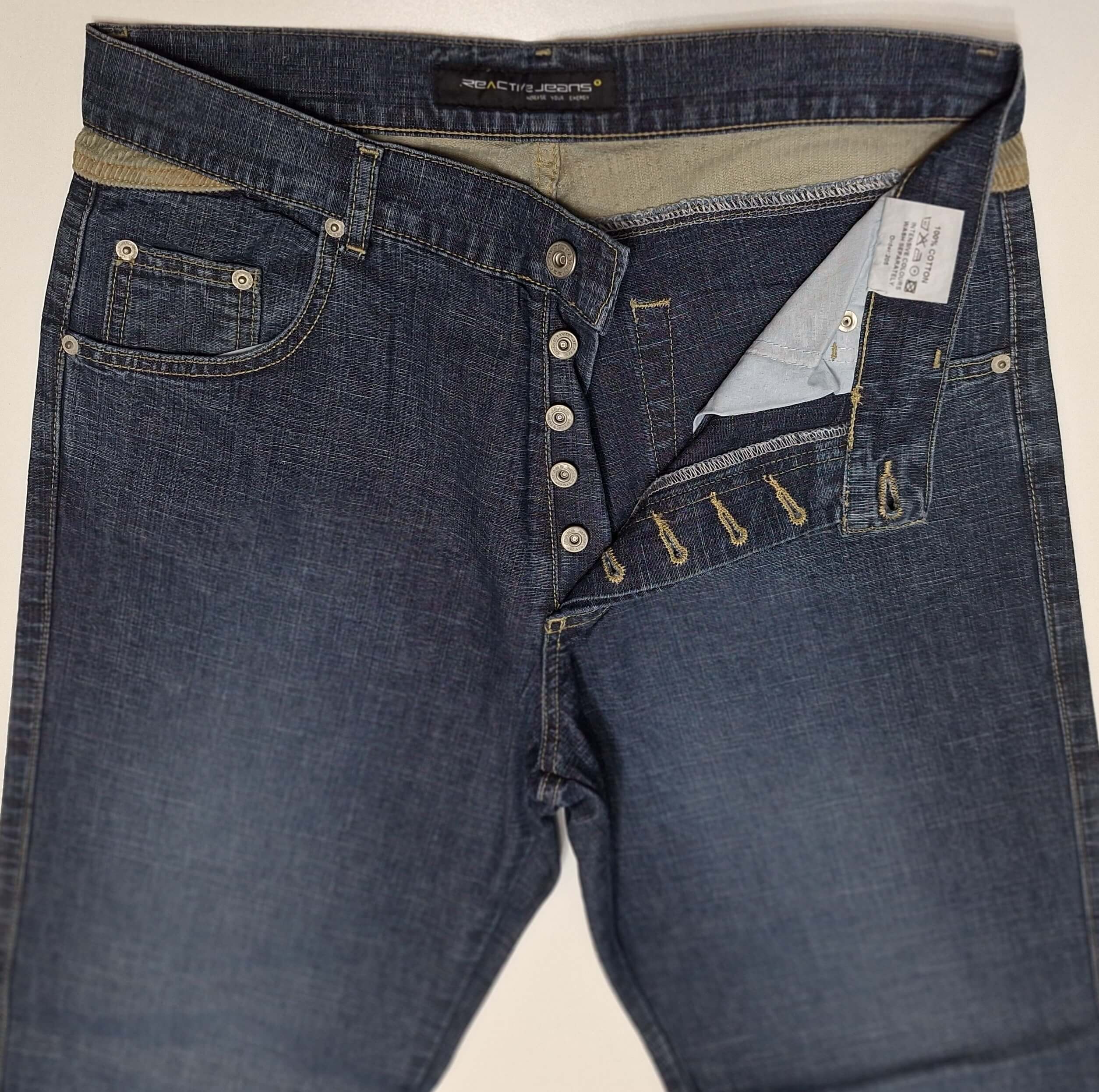 Jeansy męskie proste szerokie nogawki rozporek na guziki firma Reactive model 929 - obrazek 3