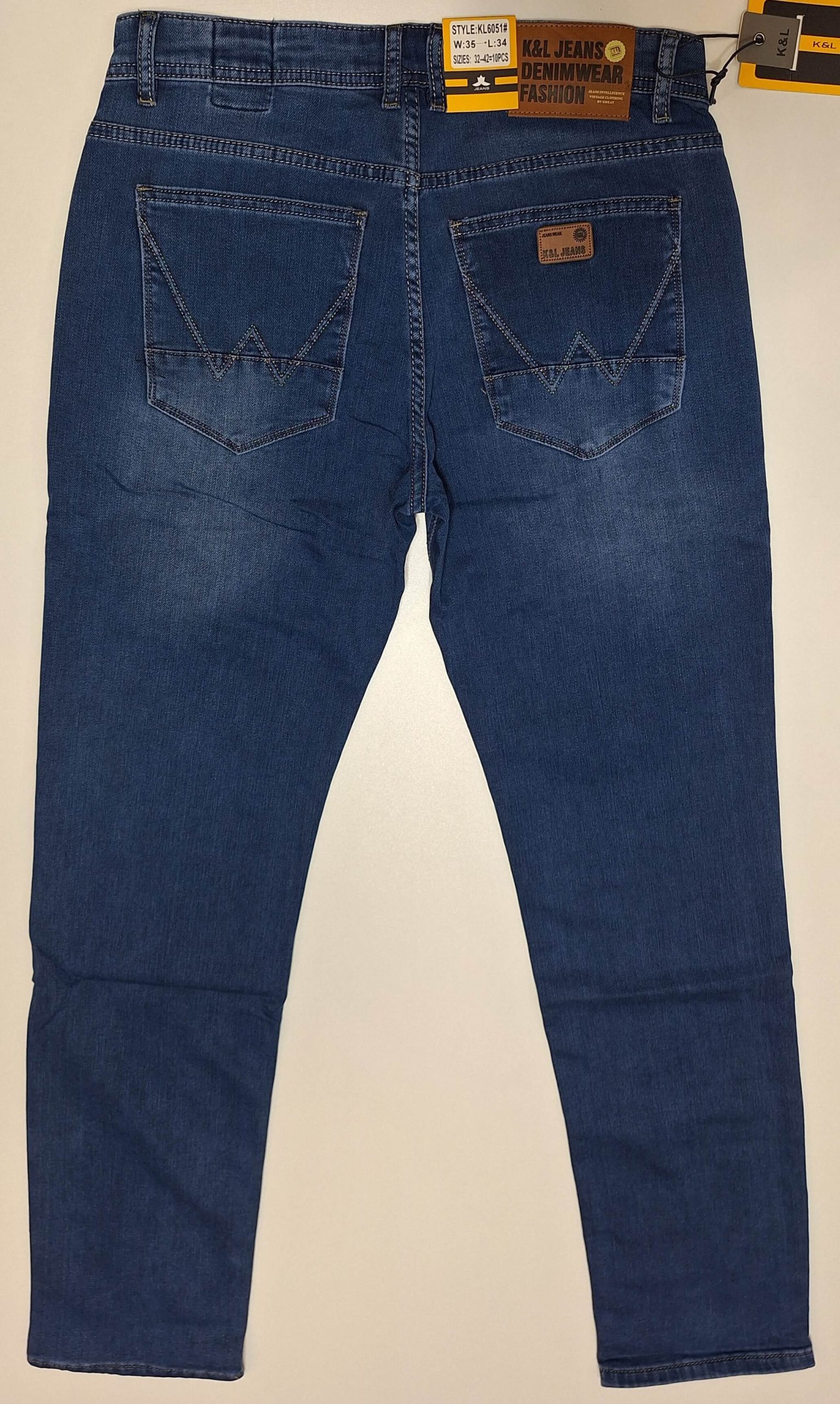 Jeansy męskie niebieskie elastyczne proste nogawki firma K&L Jeans model KL6051