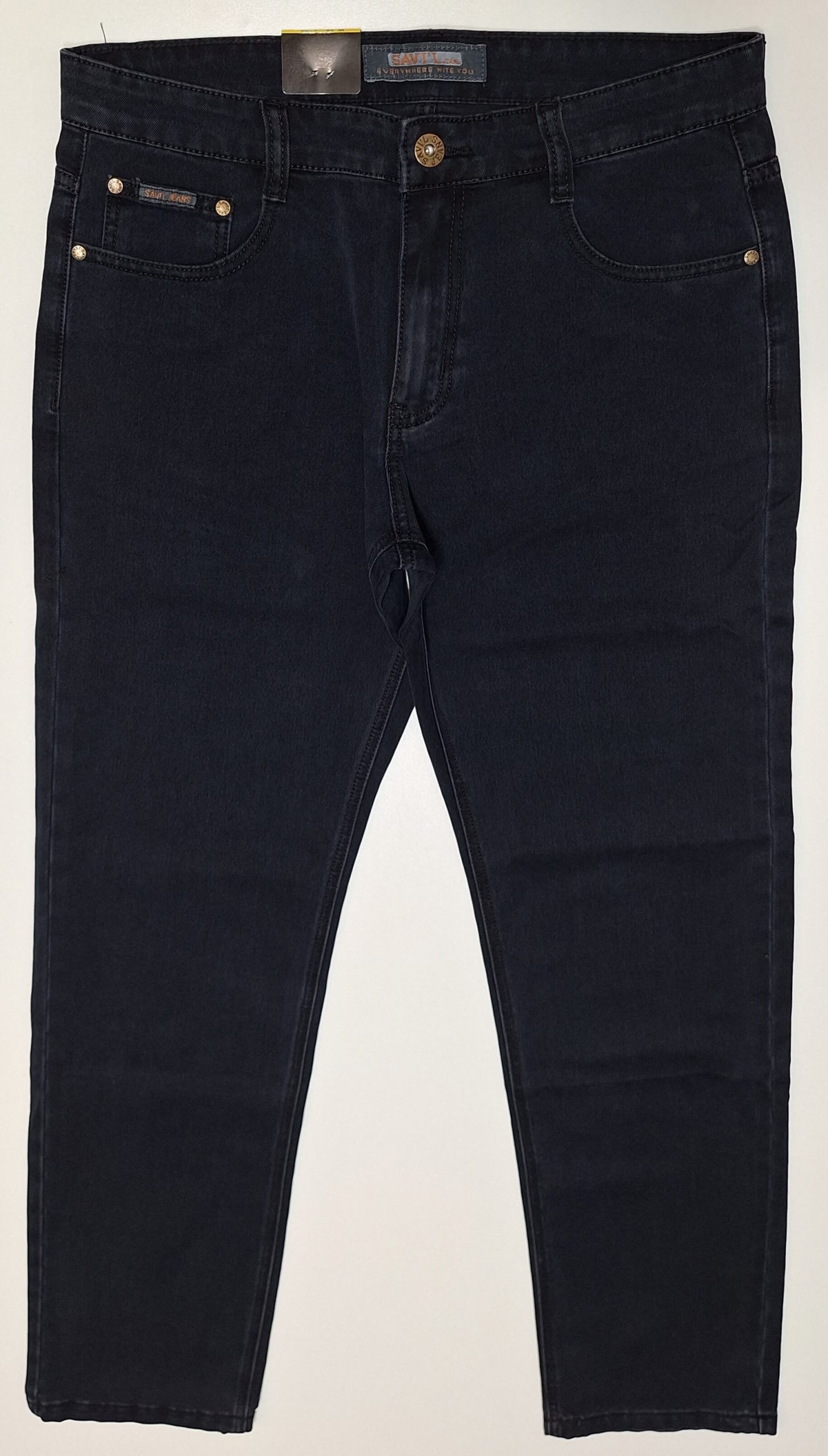 Spodnie męskie granatowe proste elastyczne firma Savil Jeans model TA57-6 - obrazek 2