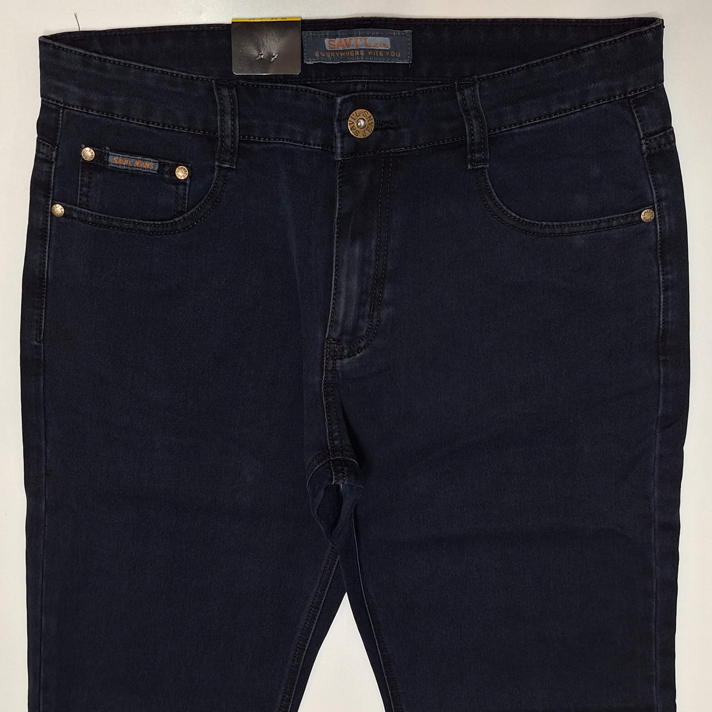 Spodnie męskie granatowe proste elastyczne firma Savil Jeans model TA57-6 - obrazek 3