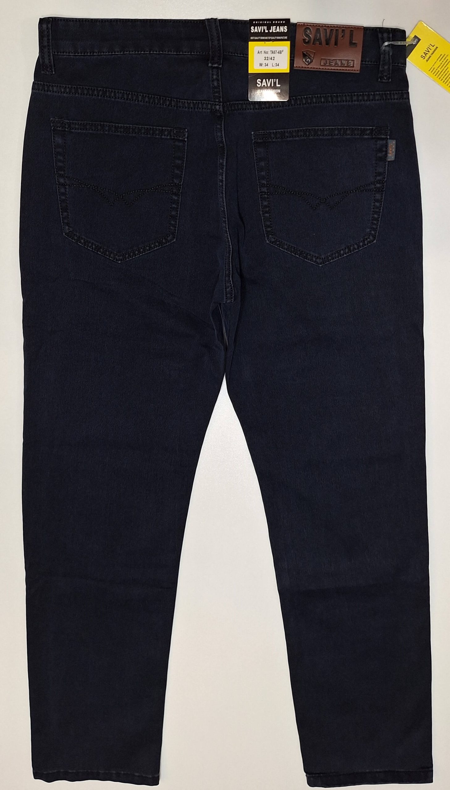 Spodnie męskie granatowe proste elastyczne firma Savil Jeans model TA57-6