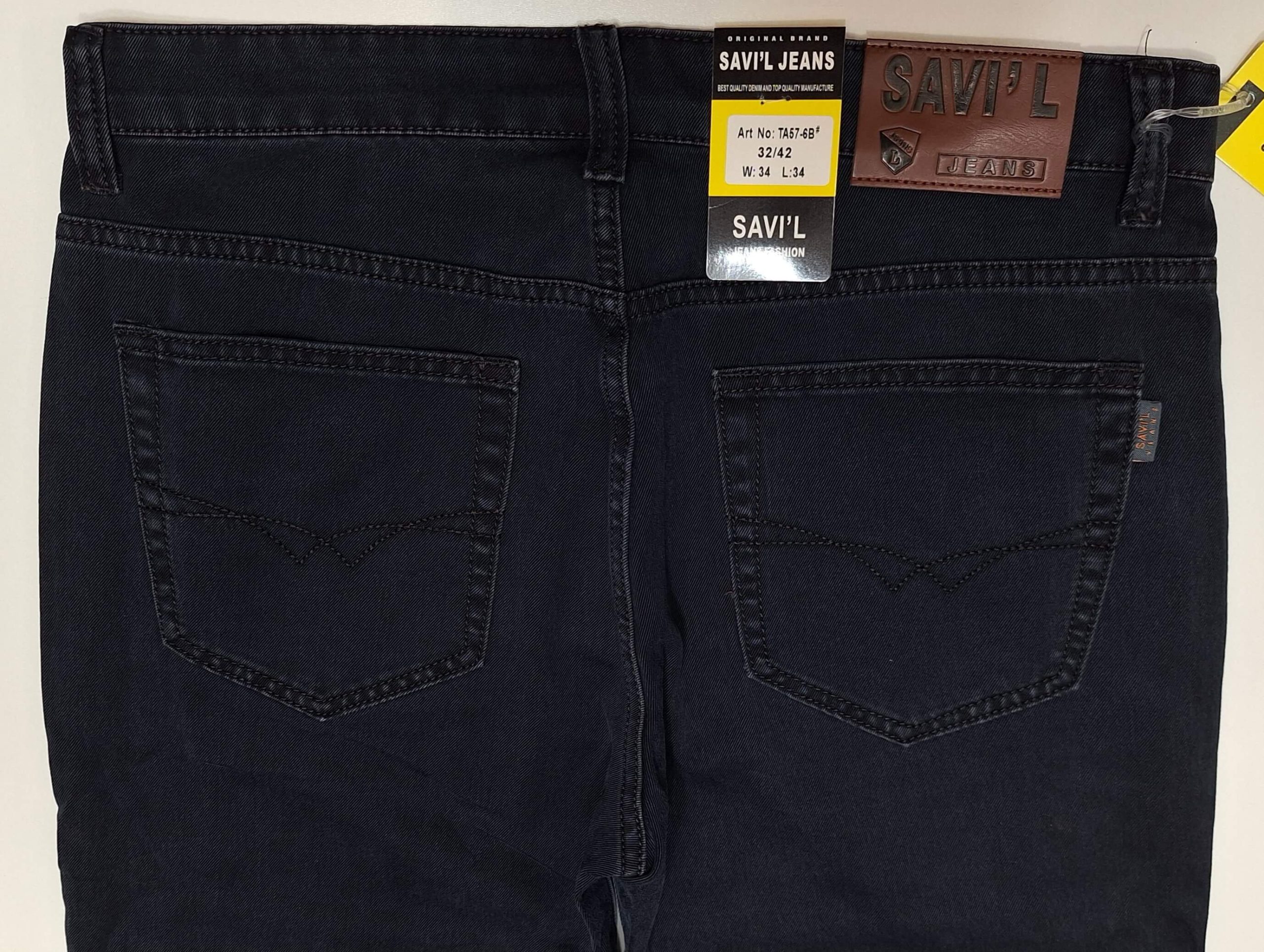 Spodnie męskie granatowe proste elastyczne firma Savil Jeans model TA57-6 - obrazek 4