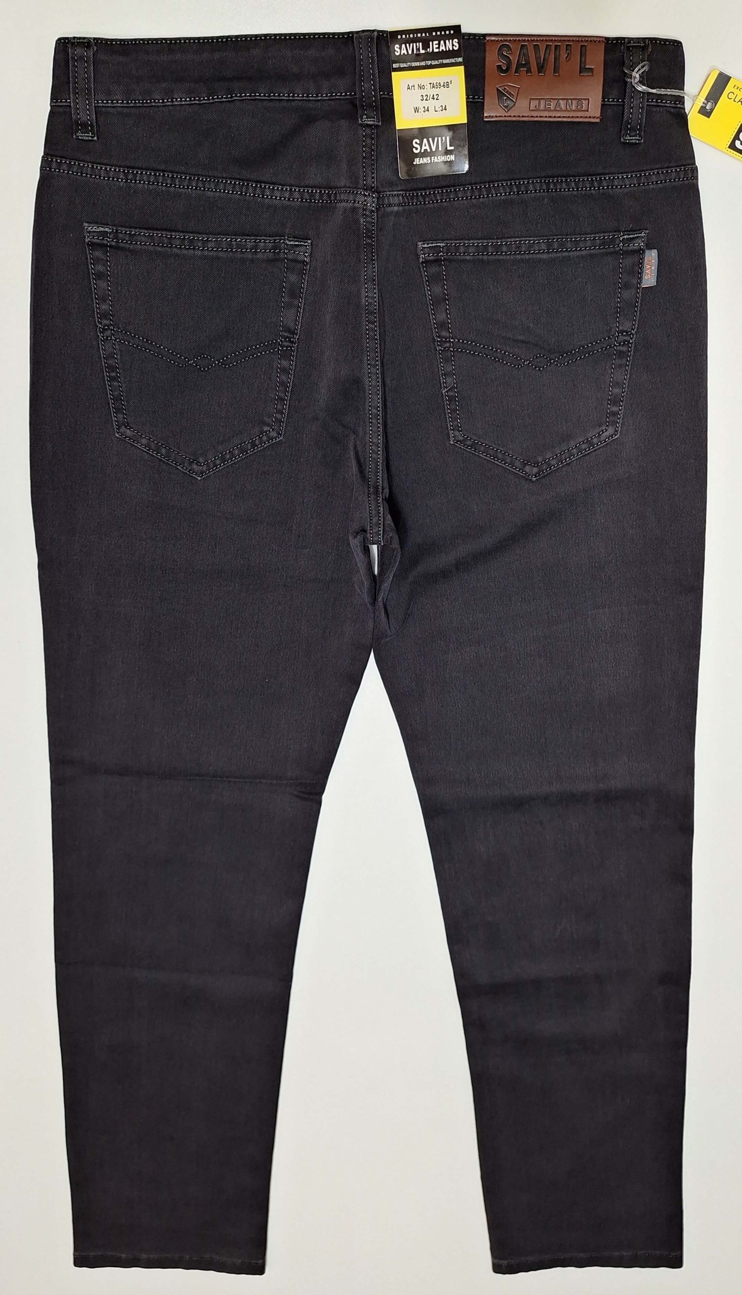 Spodnie męskie kolor brunatny proste elastyczne firma Savil Jeans model TA59-6