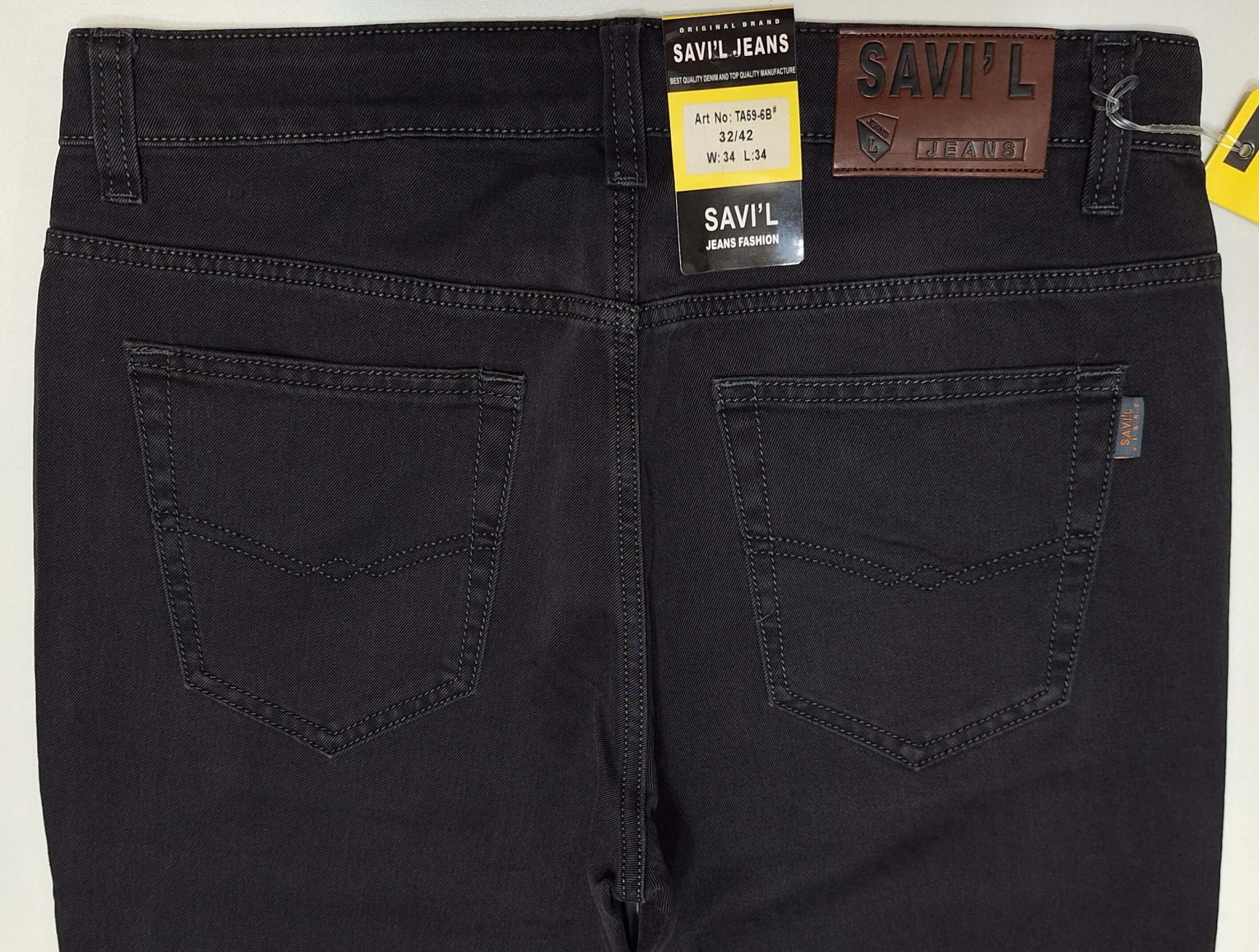 Spodnie męskie kolor brunatny proste elastyczne firma Savil Jeans model TA59-6 - obrazek 4